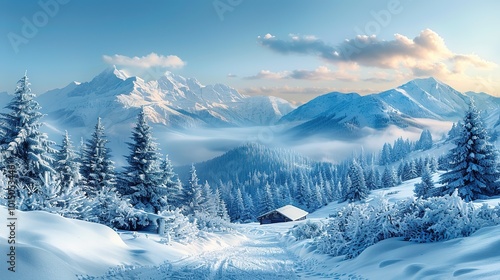 Wallpaper Mural Design Image on Winter Background - a charming and cold-season visual. The design stands out gracefully against the wintry backdrop. Torontodigital.ca