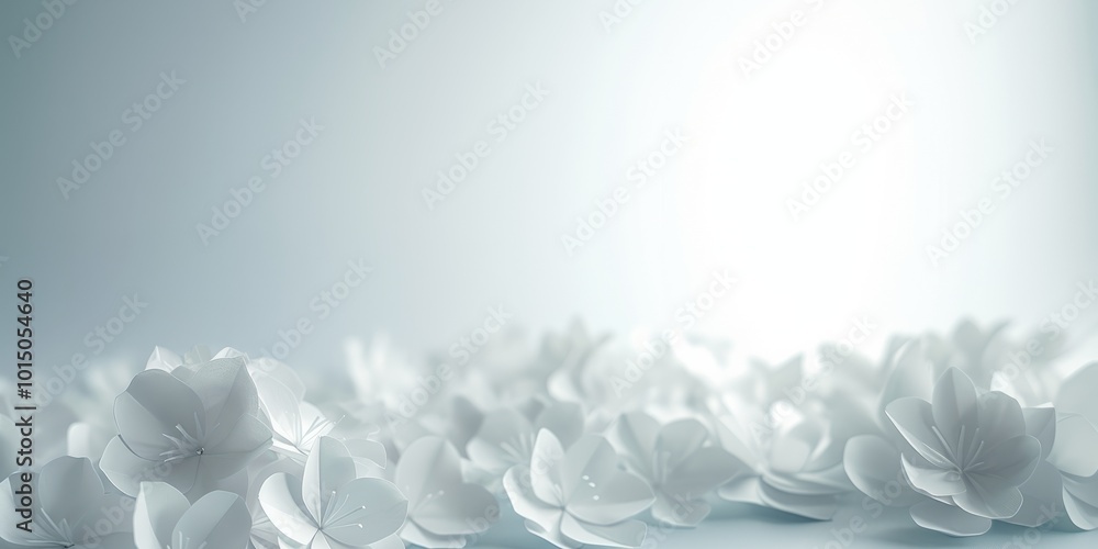 white paper flower buds laid out in a row. copy space white paper flower buds laid out in a row. copy space
