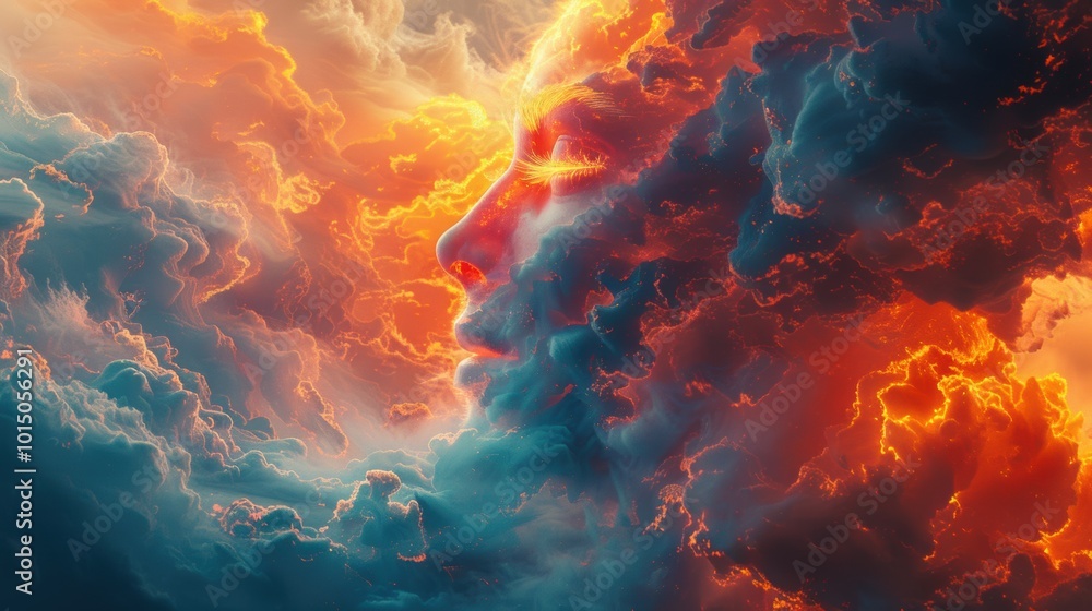 Fototapeta premium A surreal abstract piece with dreamlike imagery and unexpected juxtapositions.