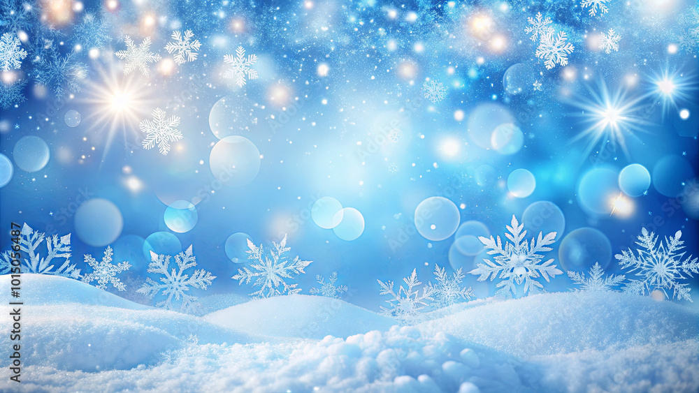 A serene winter landscape features gentle snow-covered hills, sparkling light reflections, and falling snowflakes, creating a peaceful atmosphere A serene winter landscape features gentle snow-covered hills, sparkling light reflections, and falling snowflakes, creating a peaceful atmosphere