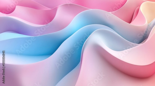 Minimalist 3D Pink and Blue Wave Pattern with Copy Space. Trendy Abstract Surface Design