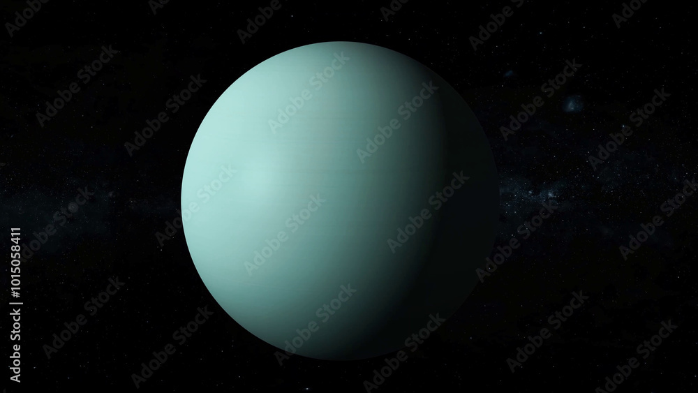 3d realistic Uranus planet zoom in on space with star 3d realistic Uranus planet zoom in on space with star