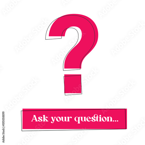 Question Mark Icon — Ask Your Question Banner, Help & FAQ Concept on White. Vector Illustration