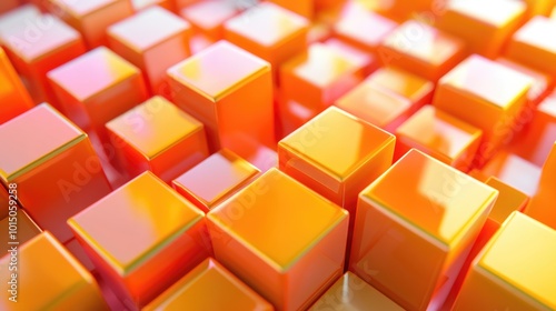 Precision in Orange and Yellow Cubes. Innovative 3D Tech Design for Premium Branding Wallpaper