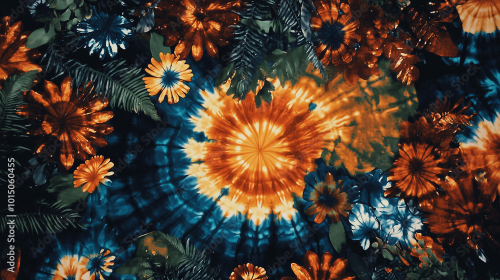 Bohemian Garden Pattern: Vibrant Floral Tie-Dye Fusion Bohemian Garden Pattern: Vibrant Floral Tie-Dye Fusion