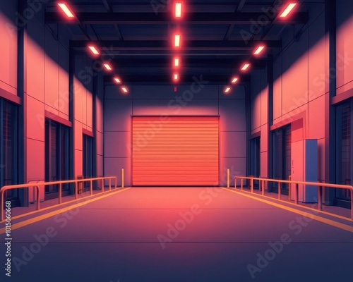 High-tech loading dock with smart logistics systems  futuristic warehouse setup