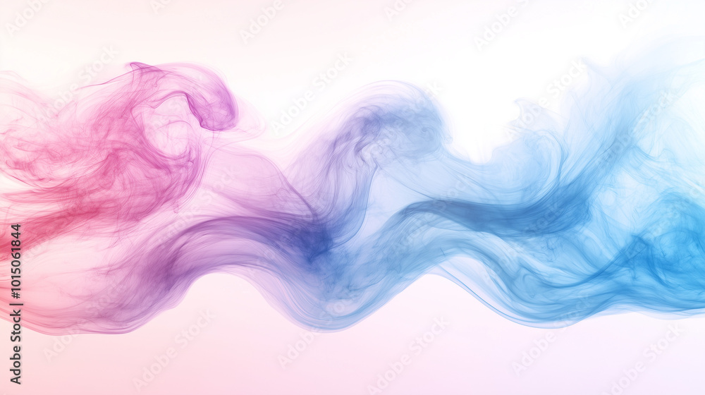 Colorful Smoke Flowing Across Gradient Pink and Blue Pastel Background