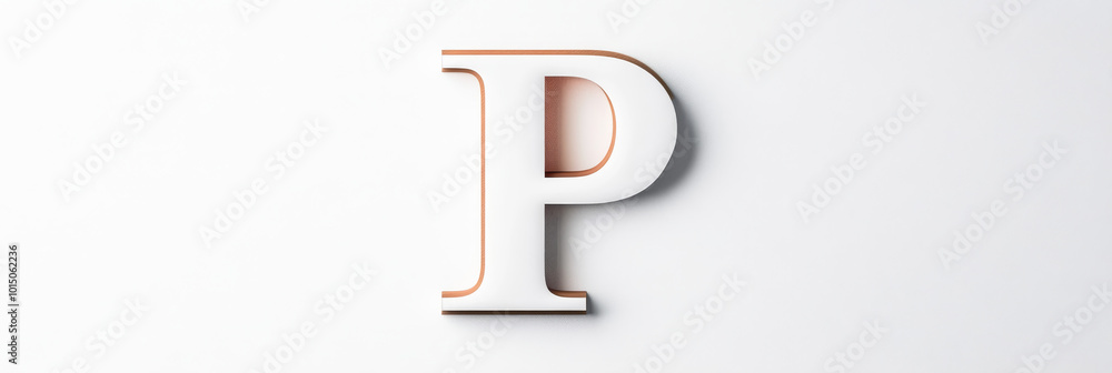 A white letter 'P' with a copper outline, on a white background. A white letter 'P' with a copper outline, on a white background.