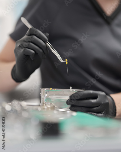 Фотография Endodontic instrument for cleaning the root canals of tooth