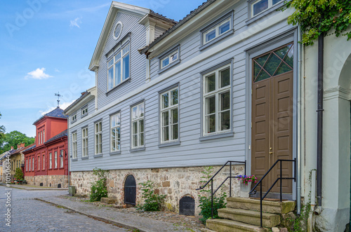 Architecture in the old town of Fredrikstad, Norway photo