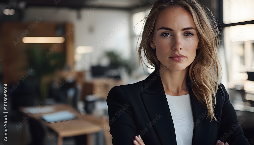 Confident Businesswoman in a Modern Office Setting Confident Businesswoman in a Modern Office Setting