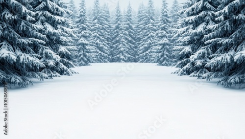 Snowy Path through a Winter Wonderland Forest. Concept Winter, Christmas, Nature photo