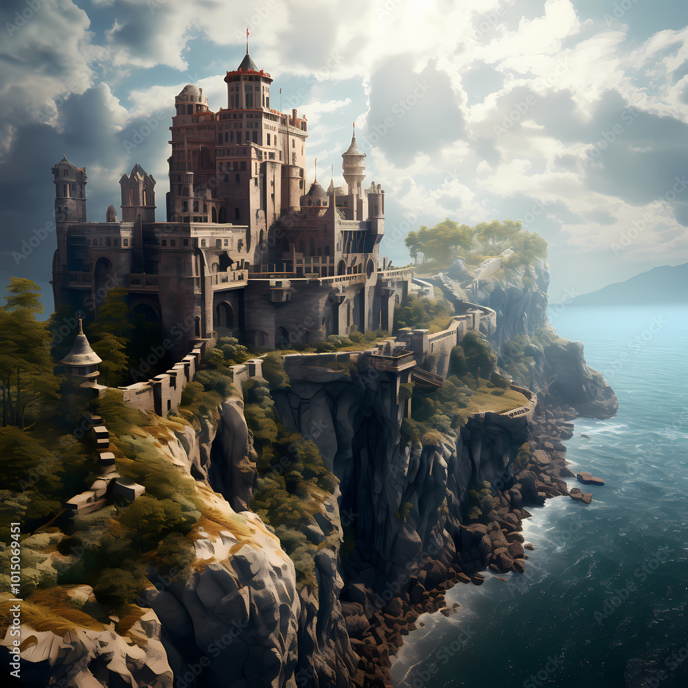 Ancient castle on a cliff overlooking the sea. Ancient castle on a cliff overlooking the sea.