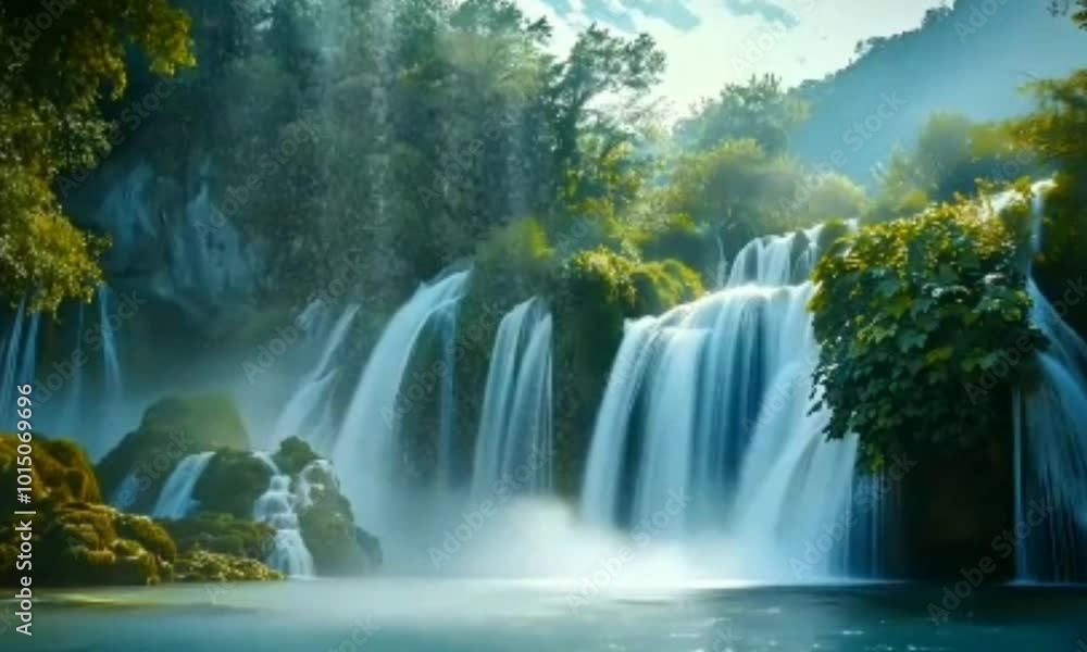 motion video about waterfalls on rocky cliffs and in the forest motion video about waterfalls on rocky cliffs and in the forest