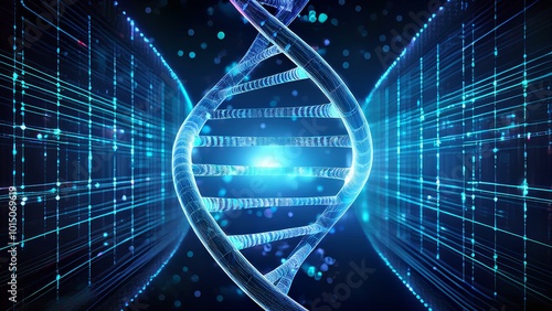 Concept of bioinformatics and genetics, DNA chain. Data storage using DNA sequences.