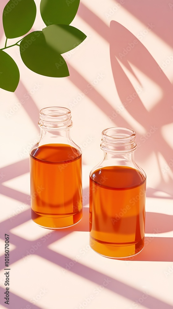 Natural Healing Oil Bottles in 3D Illustration