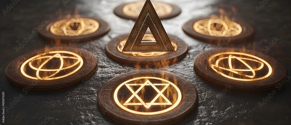 Fototapeta premium Spiritual Healing Symbols in 3D Illustration