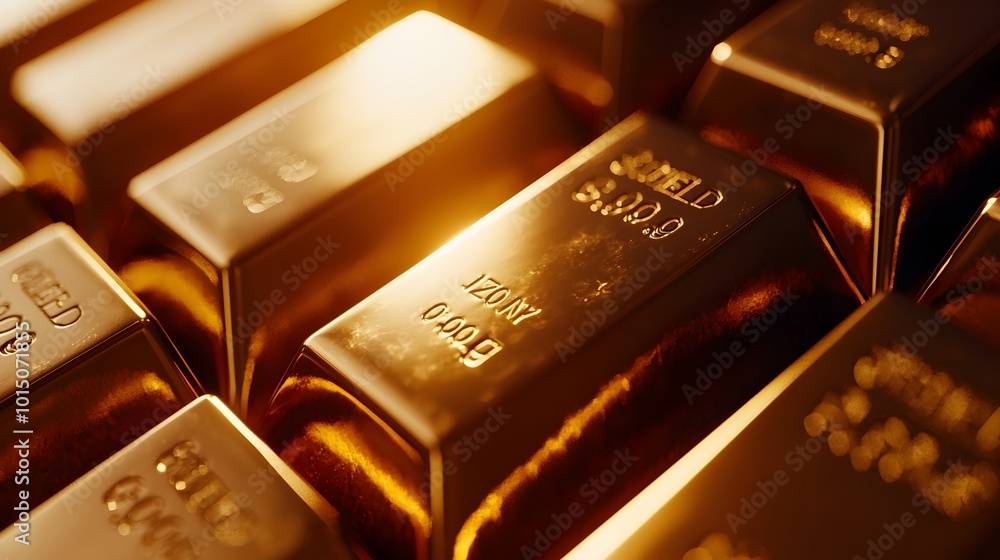 Stacked Gold Bars Reflecting Luxurious Light and Wealth Stacked Gold Bars Reflecting Luxurious Light and Wealth