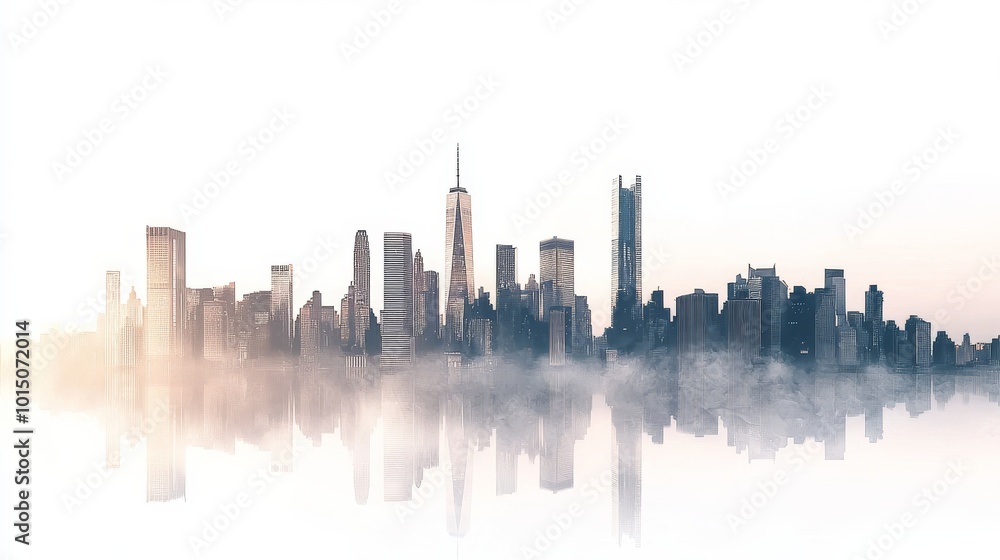 Fototapeta premium Isolated city skyline on a white background 