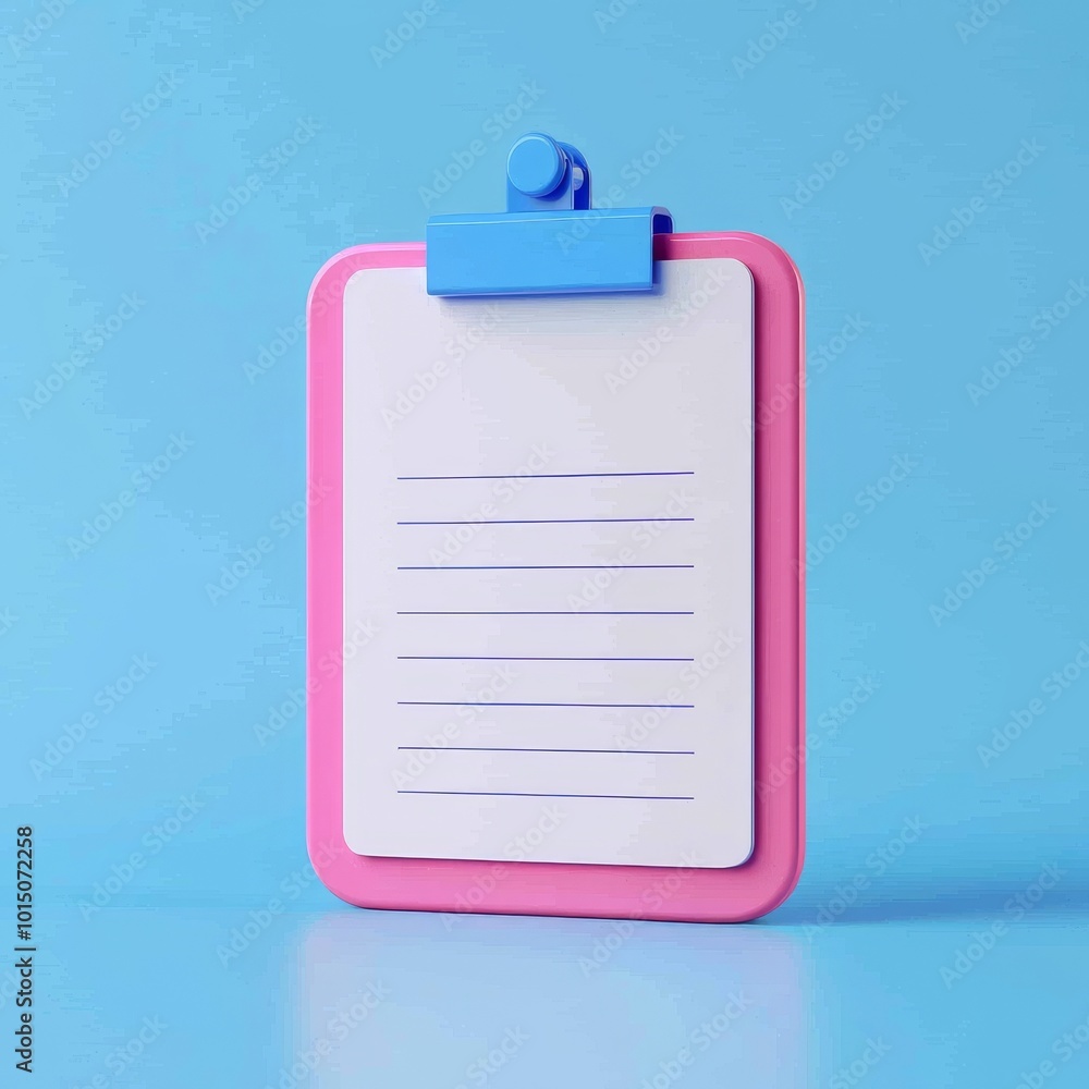 Colorful clipboard with blank notepad on a blue background. Colorful clipboard with blank notepad on a blue background.