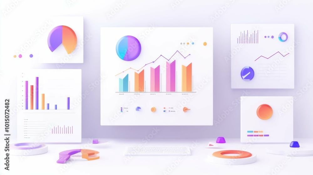 Analyzing Data-Driven Marketing Insights with Interactive Charts and Graphs on a Clean White Backdrop Analyzing Data-Driven Marketing Insights with Interactive Charts and Graphs on a Clean White Backdrop