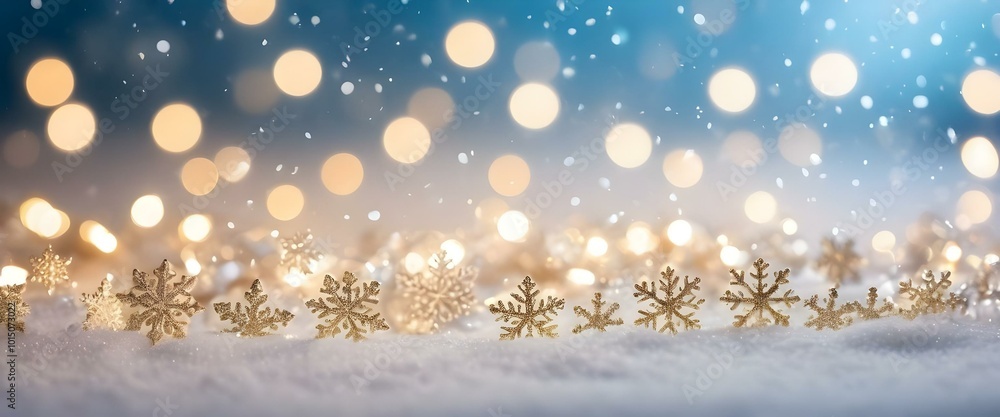 Golden snowflakes background. A gentle cascade of small, sparkling snowflakes drifting through the air. AI generated Golden snowflakes background. A gentle cascade of small, sparkling snowflakes drifting through the air. AI generated