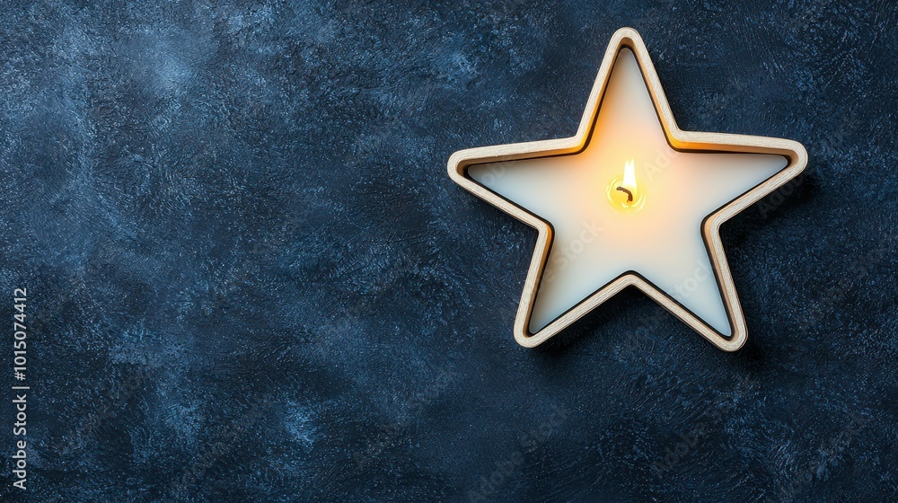 Fototapeta premium A glowing star candle against a dark background, perfect for adding a cozy and festive touch to any space or event