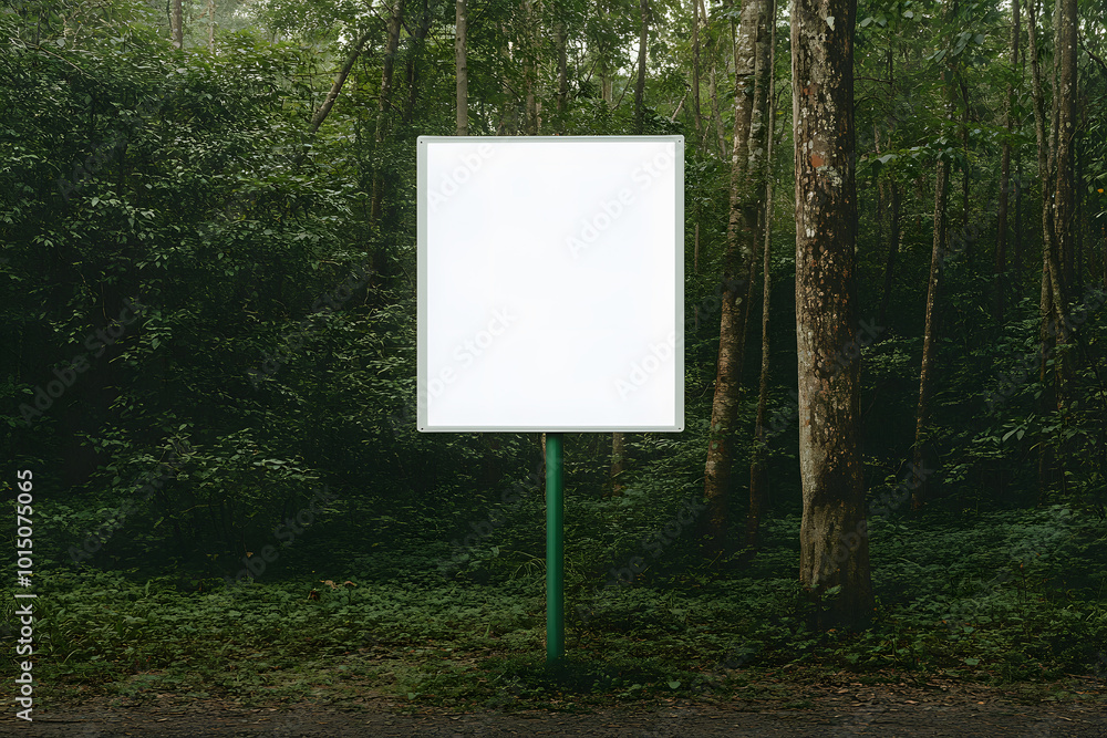 blank Sign on a Green Pole in a Forest | Nature Trail Markers Guiding Adventurers and Hikers blank Sign on a Green Pole in a Forest | Nature Trail Markers Guiding Adventurers and Hikers