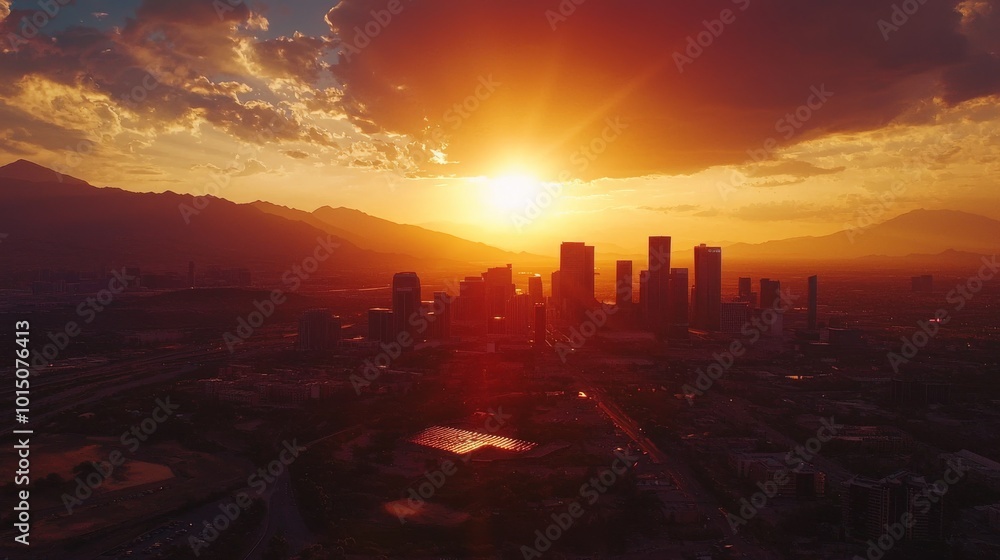 0609 90 Solar energy powering a modern eco-friendly city skyline at sunset 0609 90 Solar energy powering a modern eco-friendly city skyline at sunset