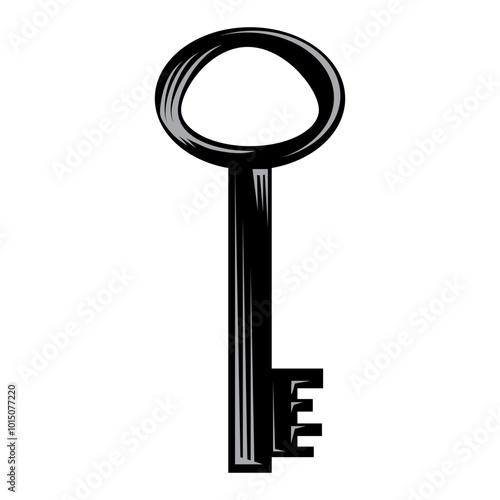 Vector key icon isolated on white background. Key icon. Lock or unlock sign. Padlock. Lock symbol. Unblock. Password icon. Access sign. Private access. Logo template. Safety symbol. Door key.