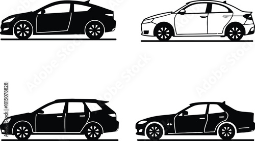 set of car silhouette vector illustration