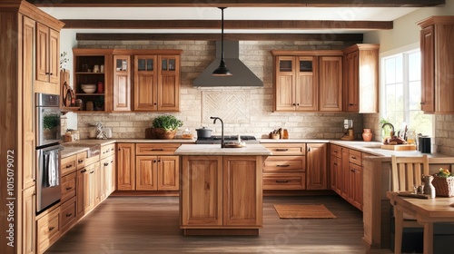 Warm and Inviting Modern Kitchen with Wooden Cabinets