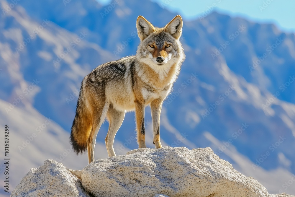Striking Portrait of a Coyote in Death Valley National Park. AI generated illustration Striking Portrait of a Coyote in Death Valley National Park. AI generated illustration