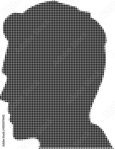 Vektor Silhouette Kopf vom Mann im Profil - Muster und Textur mit Quadraten - Design Element