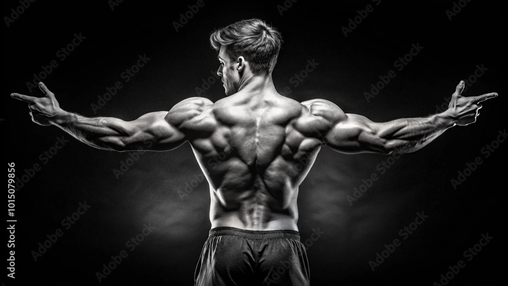 a muscular male figure standing centered in the frame with arms outstretched, revealing prominent muscle definition and contours. a muscular male figure standing centered in the frame with arms outstretched, revealing prominent muscle definition and contours.