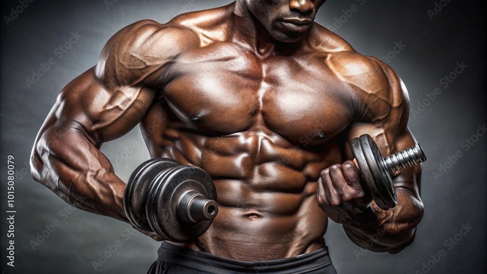 portrait of a muscular male is holding a dumbbell portrait of a muscular male is holding a dumbbell