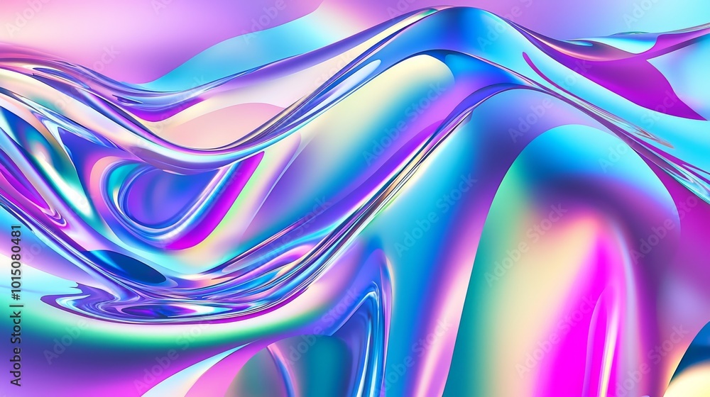 Obraz premium Vibrant abstract waves in shades of blue, pink, and purple create a dynamic and energetic visual experience.