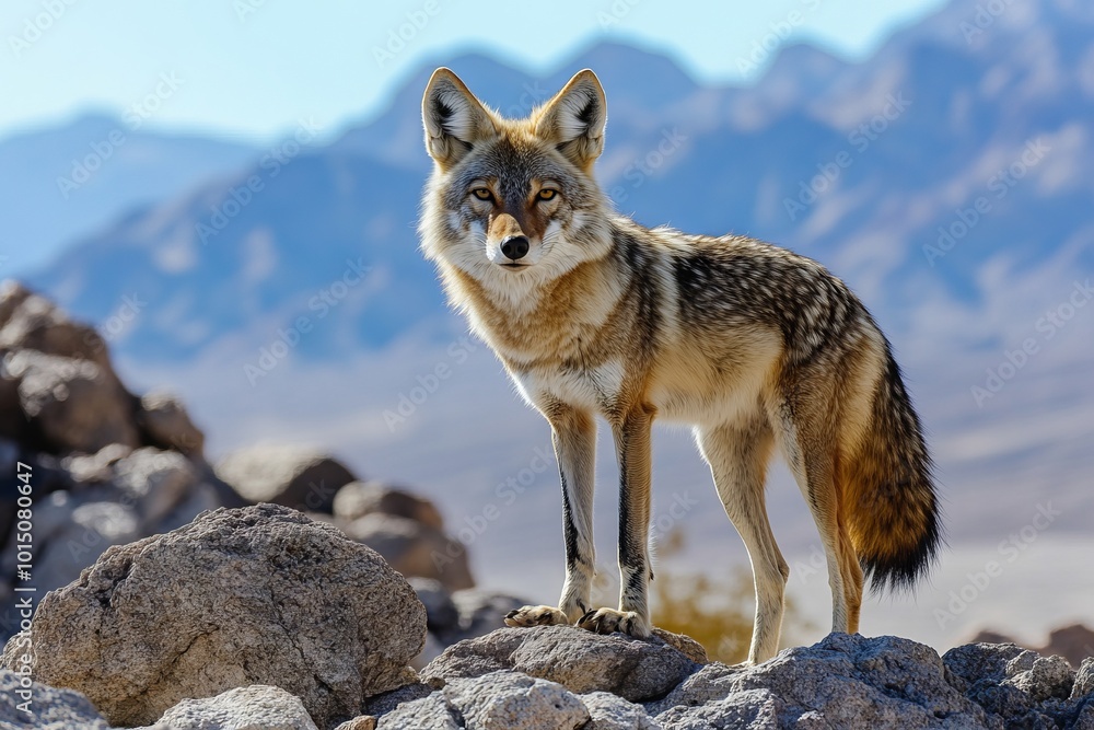 Striking Portrait of a Coyote in Death Valley National Park. AI generated illustration Striking Portrait of a Coyote in Death Valley National Park. AI generated illustration