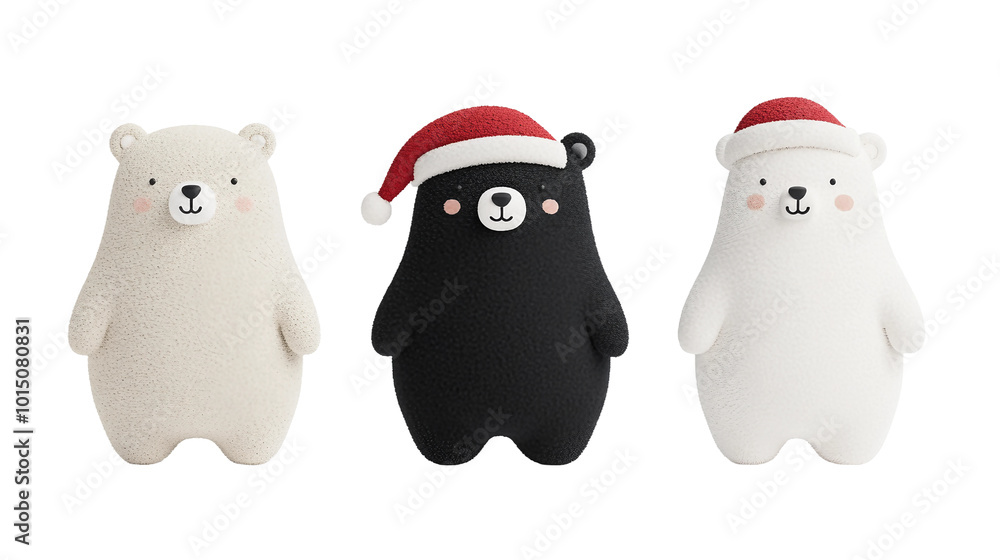 Fototapeta premium Happy Bear in a Santa Hat Spreading Christmas Cheer with Joy