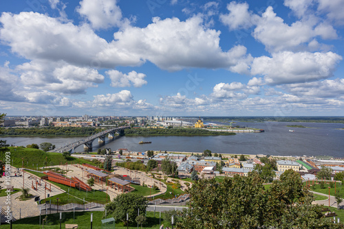 Day time landmark  capturing the famous view of the arrow in Nizhny Novgorod