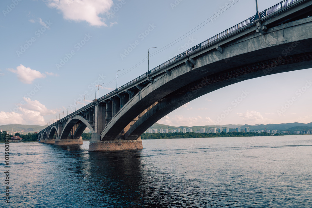 Communal bridge over the Yenisei River Communal bridge over the Yenisei River