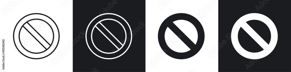 Blocked icon vector icon set black filled and outlined style. Blocked icon vector icon set black filled and outlined style.