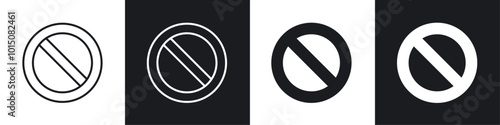 Blocked icon vector icon set black filled and outlined style.