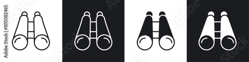 Binoculars icon vector icon set black filled and outlined style.