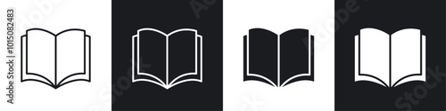 Book icon vector icon set black filled and outlined style.