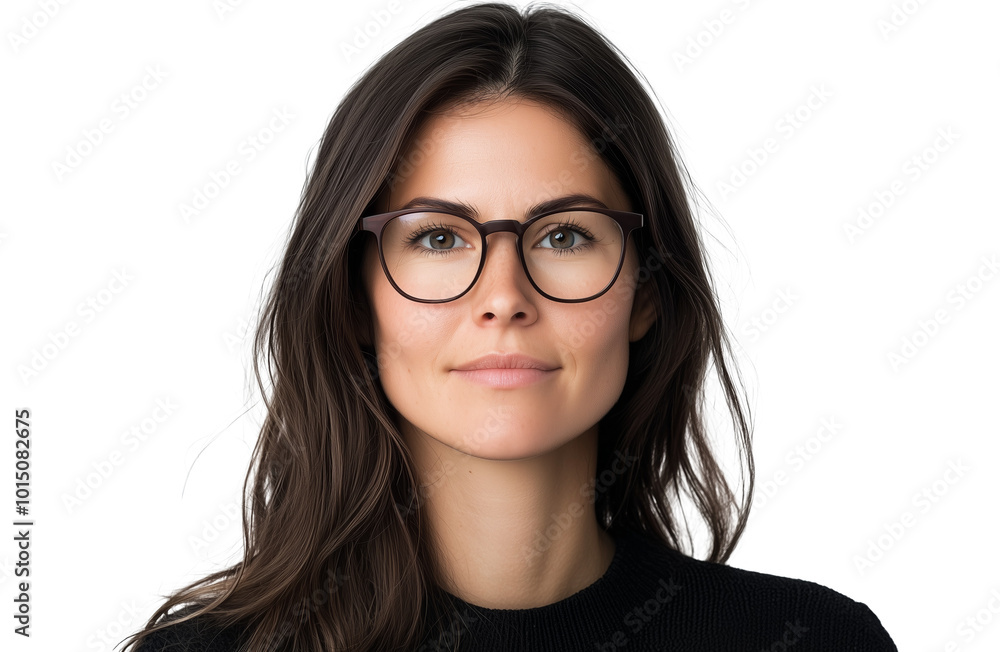 close up portrait of young woman with glasses isolated background Generative AI close up portrait of young woman with glasses isolated background Generative AI