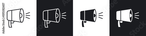 Bullhorn icon vector icon set black filled and outlined style.