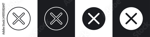Cancel icon vector icon set black filled and outlined style.