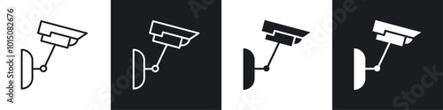 CCTV icon vector icon set black filled and outlined style.