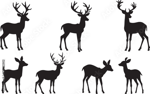 set of deer silhouettes